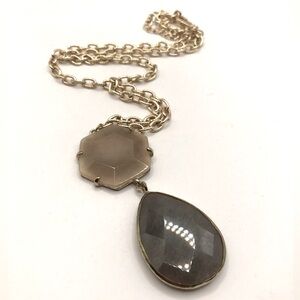 Elegant Gold-Tone and Natural Stones Pendant Necklace